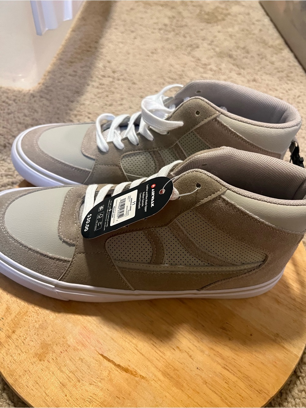 Casual High-Top Sneakers in Beige and White